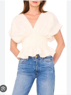 Parker The Halle V-Neck Cinch Waist Peplum Top